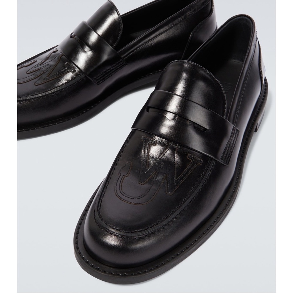 JW Anderson Anchor Logo Loafers in Black Leather Size 41 New in Box w/DustBag